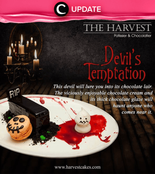 Belum ada rencana undangan pesta tanggal 31 Oktober ini? Coba menu baru Devil's Temptation di The Harvest saja. Segera kunjungi gerai The Harvest untuk informasi lebih lanjut ya. Jangan lewatkan info seputar acara dan promo dari brand/store lainnya di sini http://bit.ly/1MaeHFz