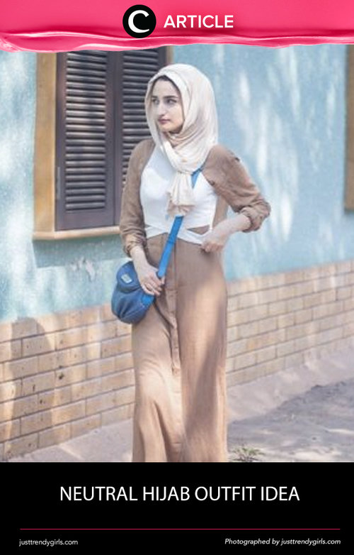 Untuk kamu yang kurang suka terlalu banyak warna, hijab dengan warna neutral tetap bisa terlihat menawan, lho. Mampir ke artikel ini untuk inspirasi gaya penampilannya http://bit.ly/2anAlLc. Simak juga artikel menarik lainnya di Article Section pada Clozette App.