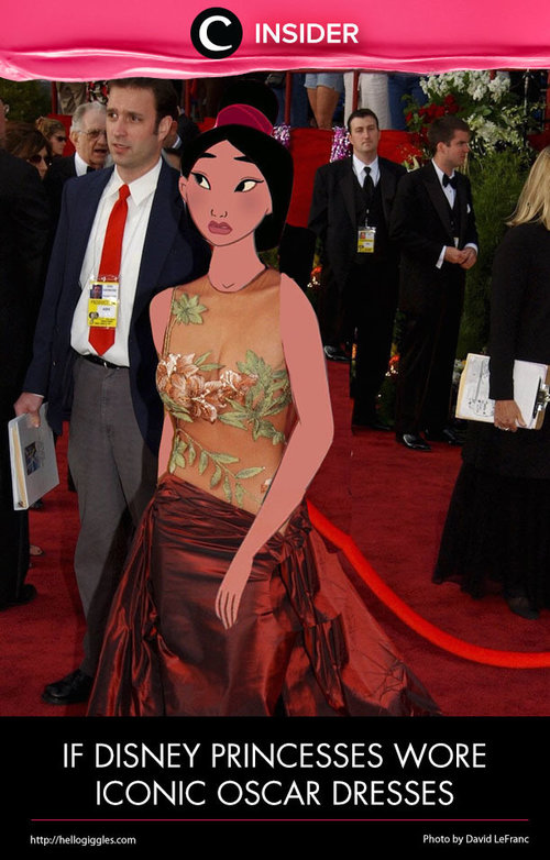 Mulan memakai gaun khas Oscar! Bagaimana dengan Disney Princesses lainnya? Lihat lebih lengkap di sini http://bit.ly/1YfhVQ4. Simak juga artikel menarik lainnya di http://bit.ly/ClozetteInsider