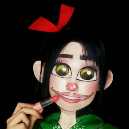 "Sweet mother of monkey milk! I did it! With this lipstick, I can be the 15th official Disney Princess!' ..@sarahkatesilvermanFrom @wreckitralph 💙💚💛💜Vanellope Von Schweet (Face & Body Painting)..Behind The Scene : Ini foto penuh perjuangan dibanding foto karakter lainnya. Lha mata merem, hidung disumpel kapas kaya mayat (biar ga keliatan lubang idung, lalu kapasnya dicat warna kulit juga). Terus mulut kudu mingkem (Kalau gak, kan keliatan ilusi senyum sumringahnya). Jadi pas cekrak-cekrik kudu tahan napas, sambil sesekali break berapa detik buat ambil napas dari mulut. #NoPainNoGain..#vanellope #vanellopevonschweet #ralphbreakstheinternet #wreckitralph2#featuremuas #undiscovered_muas #crazymakeups #100daysofmakeup #amazingmakeupart #mua_army #feature_my_stuff #muasfeaturing #undertheradar_makeup #dupemag #october #disney #disneyprincess #clozetteid #facepainting #bodypainting #cosplay #メイク #かわいい#halloweenmakeup #halloween #ハロウィーン#31daysofhalloween