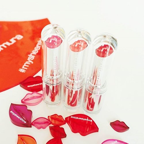 a glimpse of 3 out of 12 shades from @shuuemura_ww Rouge Unlimited Sheer Shine Lipsticks which will be released next month! I've swatched one of them, the coral one, but can you guess what colors are the other two? 💄💄..#NatashaJS #NatashaJSreport #VioletBrush #mysheershine #shuuemura #clozetteid #beautyblogger #newrelease #lipstick #makeup #beauty