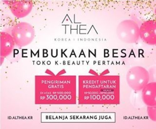 Hello all my lovely ladies, today @altheakorea officially up in Indonesia, and they gonna have a BIG giveaway on Wednesday 20/04!!! What's include? :
-IDR 100K shopping credits for every NEW sign up!
-Free shipping from KOREA for every IDR 300K order (instead of IDR 500K)
-Weekly free K-Beauty product giveaways!

F.Y.I the shipping include delivery to your doorsteps 😉, the shipping will take 10-15 working days while in my experienced it only took 5 days to arrive at my apartment 💃, then no cost for import duties & taxes, last but not least you can do the payment via Credit Card, Mandiri clickpay and Doku 😉 so its very easy rite???... What are you waiting for? Visit their website at id.althea.kr and grab your favorite Korean beauty products in a very affordable price ❤️ #blogger #bloggerid #bloggersblast #fblogger #beautyblog #beautygram #beautyblogger #beautybloggerindonesia #clozetteID #StarClozetter #indonesia #AltheaId #AltheaKorea #koreanmakeup