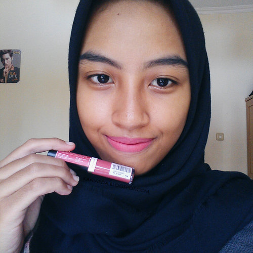 Me wearing Just Miss Ultimatte Waterproof Lip Cream in shade 03 Pink Saga