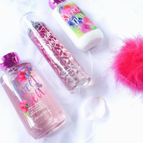 Sweet Pea is a mix between juicy raspberry & pear kissed by soft pink petals. #BathAndBodyWorks .

A bright & optimistic fragrance 💚💝 .

#SweetPea Collection:
•Shower Gel
•Body Lotion
•Fragrance Mist