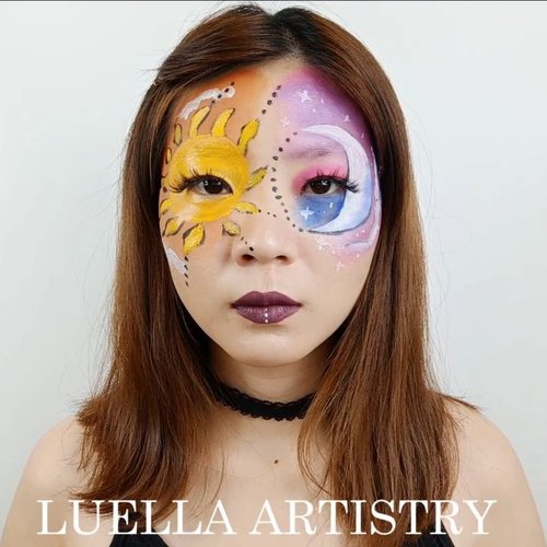 You are My Sun, My Moon and all of My Star!.Inspired @raydiatebyraychel .🎶 Uh Oh - Cover By Saesong💻 Corel Video Studio....#luellaartistry #luellatutorial  #facepaintingmakeup #sunmakeup #moonmakeup #clozzetebeauty  #Clozetteid