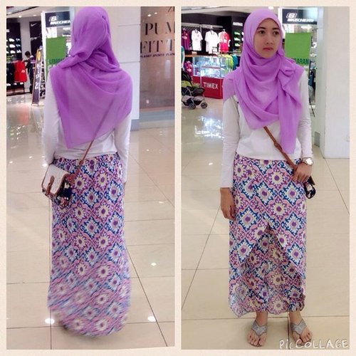 Walking around wearing Clork by @putsypernik .. Tampak depan & belakang.. Jatuh hati bgt.. Nyamaann & adem.. Ga ketat.. 💜 PO dibuka lg after lebaran tgl 27 Juli '15 yaah..Bebas pilih motif slama stock kainnya masih ada.. 😘 #Clork #putsypernik #iloveputsypernik #pants #hijabers #hijabfashion #hijabinspiration #hijab #scarf #scarfputsypernik #clozetteId #HOTD #OOTD