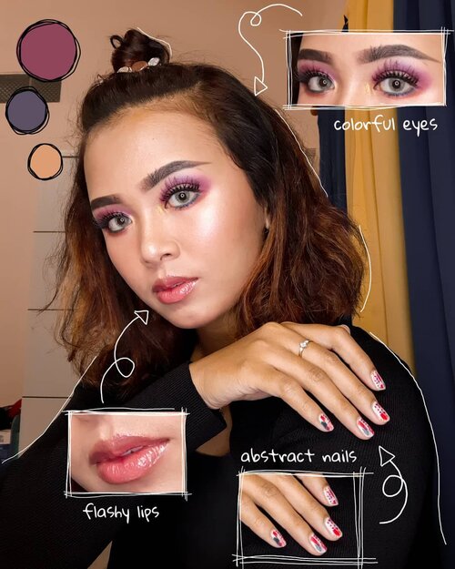 Muted colorful mood 💖 Eye look using Focallure Twilight, Lip Glaze using @mineralbotanica and abstract nails by me!....#clozetteID #wakeupandmakeup #indovidgram #bunnyneedsmakeup #beautybloggerindonesia #beautiesquad #charisceleb #tampilcantik #indobeautysquad #ootdindo