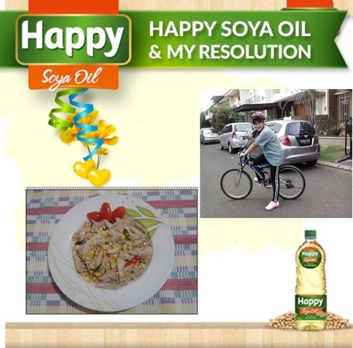 Resolusi sehatku 2015, Rutin bersepeda setiap hari min. 30 menit. Mengurangi makan diluar, dengan memasak makanan sendiri dan menggunakan Happy Soya Oil. Selain hemat, tubuh juga lebih sehat & bugar .#HSOResolution  Heni Oen, 42thn.