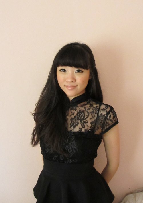Black Lace Cheongsam.. Cheongsam is not only for CHinese New Year Event... We can wear it with our peplum skirt and ankle boots..