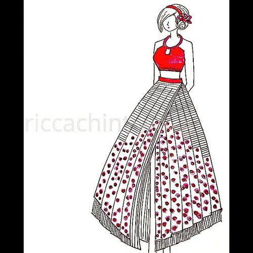 My Sketch for outfit of independence day 🎨 #sketch #passion #design #fashion #Clozette #ClozetteID #MerahPutih #17082014
