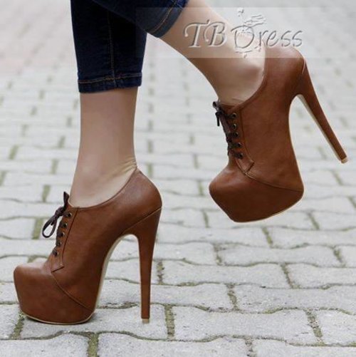 Attractive Closed Toe Stiletto Heel Lace-up Ankle Boots : Tbdress.com