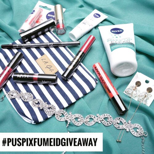 [GIVEAWAY ALERT] - REPOST ONLY
ENDS 31 AUGUST 2017 - 2 WINNERS
.
#PuspiXfumeIDgiveaway 
How to join?
1. Follow me @puspitamygsari and @fume.id
2. Spam like di IG aku dan @fume.id
3. Subscribe Youtube Channel : Puspita Mayangsari (or simply click the link on my bio)
4. REPOST THIS PHOTO, 1x saja per account (REAL ACCOUNT), jangan lupa mention dan tag aku dan @fume.id dan sertakan hashtag #PuspiXfumeIDgiveaway 
5. Tag 3 teman beauty junkies kalian untuk ikutan. IG jangan di private!
.
.
💖💖💖THE PRIZES💖💖💖
💍💍PEMENANG PERTAMA💍💍
1. BEBAS PILIH 1 KALUNG DAN 1 ANTING dari @fume.id 
2. NYX Soft Matte Lip Cream "Prague"
3. NYX Suede Cream Lipstick "Life's a Beach"
4. NYX Matte Lipstick "Merlot"
5. SEPHORA Rouge Shine "Just Dating"
6. SEPHORA Kohl Pencil "Mistic Purple"
7. LA GIRL blue striped pouch
8. LA GIRL Metallic Lipstick "Brilliant"
9. SARIAYU Lipstick "Marunda"
9. NIVEA Makeup Clear 2in1 Mud, 2in1 Foam, Vitamin Shake
.
.
💍💍PEMENANG KEDUA💍💍
BEBAS PILIH 1 KALUNG DAN 1 ANTING dari @fume.id .
.
GOODLUCK BEAUTIES💖💖💖
#makeupgiveaway #repostgiveaway #fumeid #ivgbeauty #indobeautygram #beautynesiamember #clozette #clozetteid #beautyjunkie #beautyjunkies #instamakeupartist #makeupporn #makeuppower #beautyaddict #fotd #motd #eotd #makeuptutorial #beautyenthusiast  #makeupjunkie #makeupjunkies #beautyvlogger #wakeupandmakeup #hudabeauty #featuremuas #undiscovered_muas