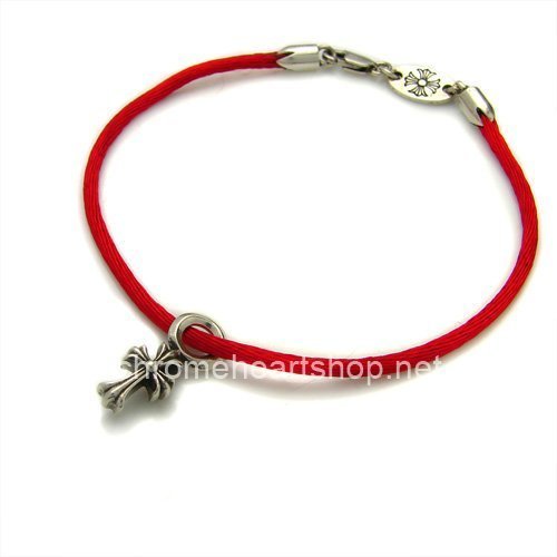 Color: Red. 
Brand: Chrome Hearts.
Materials: 925 Silver. 
Signature Cross Pendant. 
Satin braclets rope. Chrome Hearts Cross Pendant Red Satin Bracelet Sale.