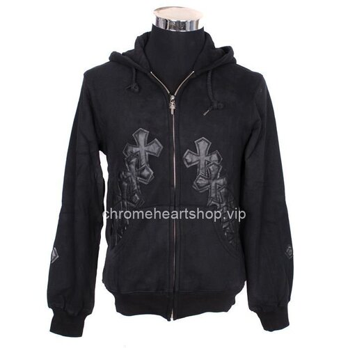 Chrome hearts discount leather patch hoodie