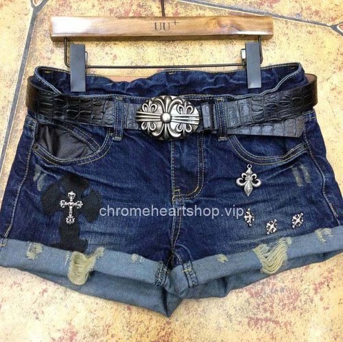 Brand: Chrome Hearts
Color: Washed Blue, Black Leather 
Style: Crosses, Leather, Metal Accessories, For Women