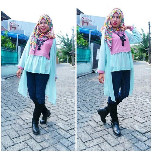 Outfit for today.. #chichijab #hijabstyle #hijabfashion #fashion #clozetteid #boots #pink #hijaber #hijabday