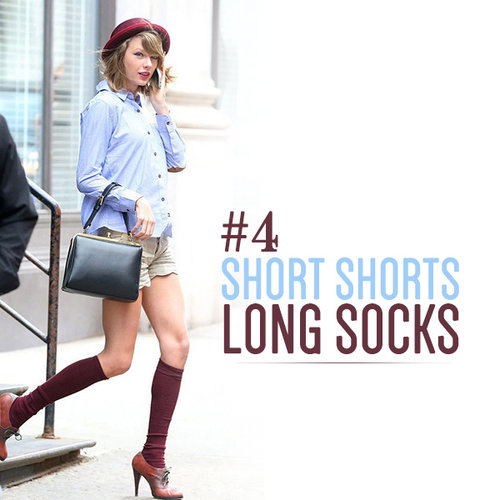 Top 10 Taylor Swift Street Style Looks We Love - #4 - Short Shorts Long Socks
