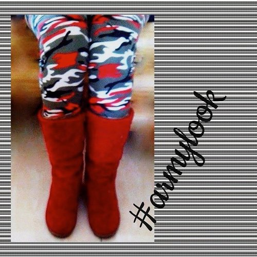 #red #boots #armylook #fashion #passion #lover #pictoftheday #Indonesia #Jakarta #ClozetteID #pattern #macan