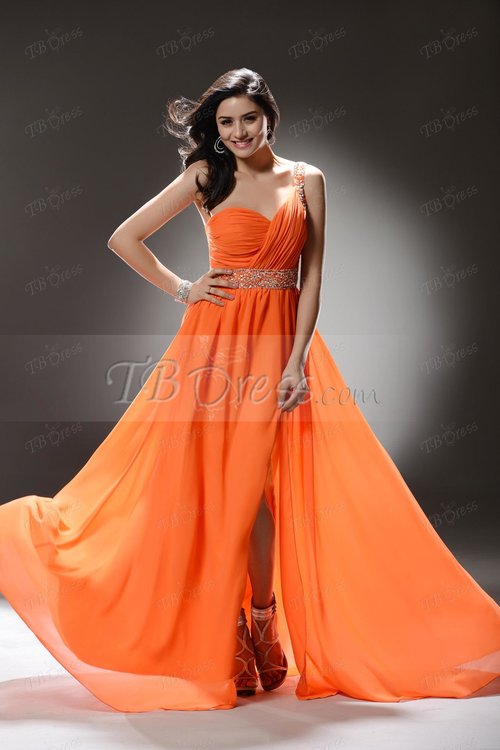 Gorgeous A-line One-Shoulder Split-front Long Evening/Prom Dress : Tbdress.com