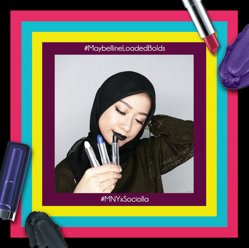 [GIVEAWAY] Meet The Loaded Bolds from @maybelline! & get this lipsticks on @sociolla! Psst, don't forget to use voucher code "SBNLANPS" to get disc on your purchased.I'm wearing "02 Pitch Black" 😎 and it's super creamy and bold in just one swatch 💄.Simply repost this pic with hashtag #mnyxsociolla #MaybellineLoadedBolds #maybellineindonesia and I will pick 1 person to win 2 lipsticks.....#clozetteid #ootd #beauty #indobeautygram #beautyblogger #beautynesiamember #dailymakeup #blogger #indonesianbeautyblogger #indonesianfemaleblogger #bloggerperempuan #아름다움 #구성하다 #charisceleb