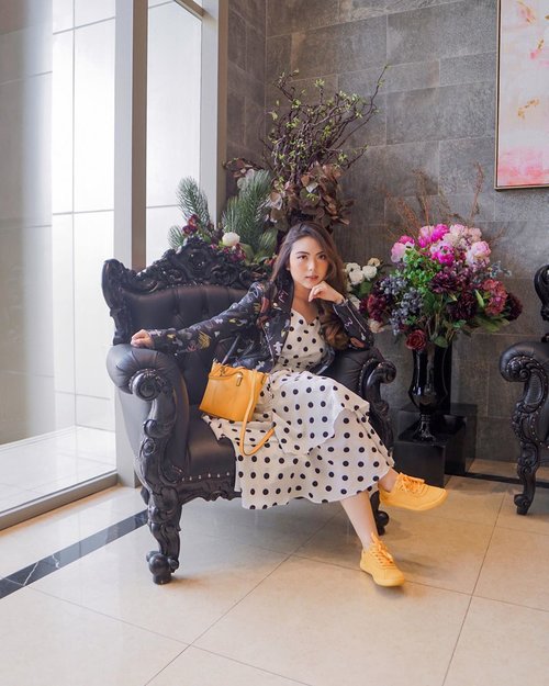 Thinking of when I can go out with my new outfits and show it off to people 🤔😜—Leather Jacket from @pomelofashion Polkadot Dress from @sorabelofficial Yellow Bag from @le.hoo.gaa Yellow Sneakers from @catfootwearindo 📸 @steviiewong #PriStyleDiaries.......#whatiwore #portrait #womensfashion #fashionistas #retro #fun #quirky #parisian #feminine #spring #elegant #parisienne #parisianstyle #travelblogger #lotd #bloggerstyle #fashion #styleinspo #instastyle #blogger #styleblogger #stylist #fashionblogger #influencer #ootd #fashioninfluencer #style #outfit #clozetteid