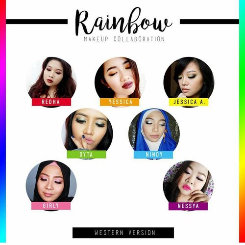 #surabayabeautyblogger buat collab nih yang bertema #rainbow yang terdiri dari 2 versi. #asian dan #western style. Jadi tiap warna ada sepasang blogger yang bikin look versi asian dan western. Cek detailnya di blog postku ya! Gampang banget cuma klik link di blogku. See you on my next post♡ #sbbrainbowcollab #clozetteid #beauty #makeup