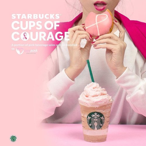 Let's have a bite of Pink Doughnut and Double Pink Coffee Frappuccino!Btw, please come to @starbucksindonesia for this Pink Beverage tomorrow. And TRY 4 minuman ini dengan harga bersahabat and let me know kalian suka yang mana yaa.... #sbuxcupsofcourage #starbucks #starbucksid #clozetteid #pinkbeverage