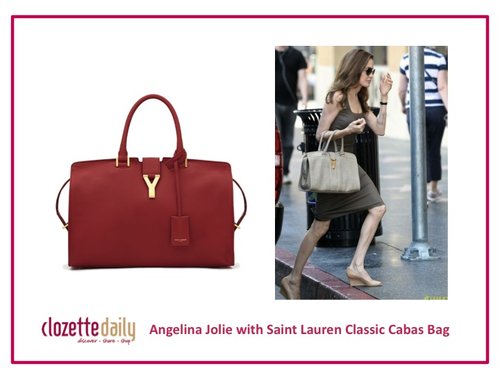 Angelina Jolie with Saint Lauren Classic Cabas Bag

