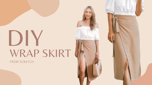 DIY Wrap skirt with leg slit from scratch - Autumn wardrobe - YouTube