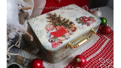 Decoupage Tutorial Christmas Vintage Box DIY - YouTube