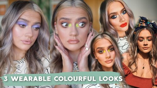 HOW TO 'PULL OFF' COLOURFUL MAKEUP! 3 QUICK & EASY LOOKS | PASTEL & NEON EYESHADOW! | EmmasRectangle - YouTube