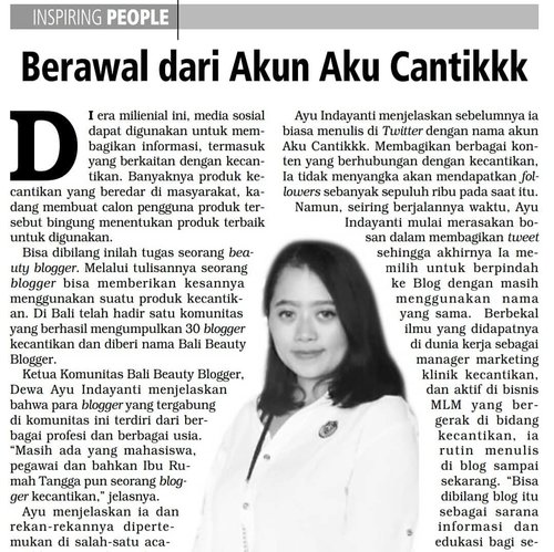 Get to know me on inspiring people page @tribunbali ...#clozetteid #balibeautyblogger #BloggerBali #momblogger