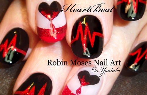 Valentine Nails | Dripping Hearts Nail Art Design Tutorial - YouTube
