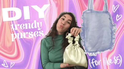 DIY Trendy Bags from Thrifted Fabrics! Bronze Age Scrunchie Bag & Ruffle Tote | Made by Mika - YouTube