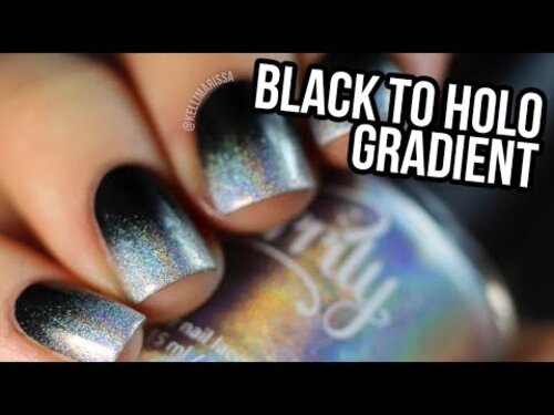 Black To Holo Gradient DIY Nail Art Design Tutorial|| KELLI MARISSA - YouTube