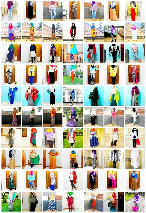 Here's a collage of my 70 outfits from the outfit posts on the blog, but it's not from the beginning. [inalathifahs.blogspot.com]
