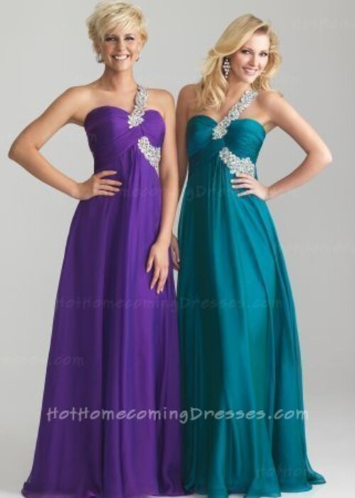 This Style Homecoming Dress Features a single bedazzled shoulder strap and fitted ruched bust. Empire Waist accentuates Ones Natural Waist and will be Flattering on most Figures. The single Shoulder Strap Transforms into a Sexy Low Back.Closure: ZipperDetails: Beaded Feature, RuchingFabric: 100% PolyesterLength: Full LengthNeckline: Sweetheart, One-Shoulder Beaded StrapWaistline: EmpireAvailable Colors: Orange, Purple, Teal