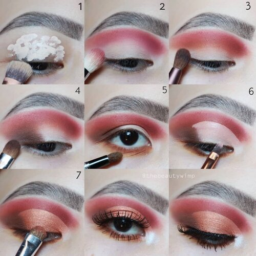 PICTORIAL!!
.
1. Prime your eye, dont set it
2 Blend the red shade from the palette into the crease
3.Deepen the crease with a warm brown
4. Pack on a darker brown shade on outer corner
5.  Smoke out the lashline
6. Cut the crease halfway across the lid using concealer
7. Pack on a metallic/shimmery shade on top of the concealer
🌺Throw on your falsies and you're done
.
DEETS 
@altheakorea concealer as base
Cc color cosmetics sundown palette (get yours at @ivabeaute.id )
@benefitindonesia goof proof
Brushes uses @sigmabeauty @morphebrushes
@masamishouko
.
.
#fakeupfix #makeupforbarbies #beautygram #makeupblogger #eyeshadowtutorial #neutralmakeup #peachyqueenblog #clozzeteid #bretmanvanity #eyeshadowswatch #beautygram #clozetteid #instamakeup #undiscovered_muas #bunnyneedsmakeup  #wakeupandmakeup #fiercesociety  #hypnaughtymakeup #makeupinspiration  #sigmabeauty #flawlesssdolls #avionexinivindy #nyxcosmetics_indonesia
.