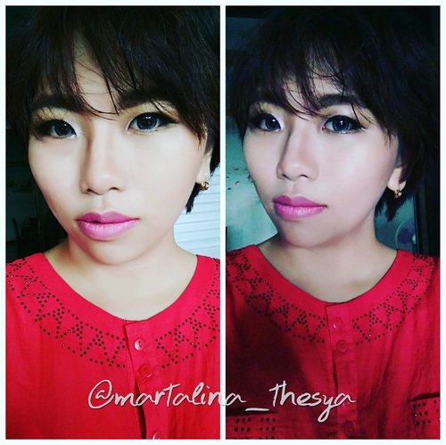 Tampilan dengan rambut pendek pertama kali bermakeup 😂😘😁 #mymakeup #naturalcolour #beautybloggerindonesia #beautyblogger #alleriamakeupartist #clozetteid #starclozetter #partymakeup #shorthair #balibeautyblogger