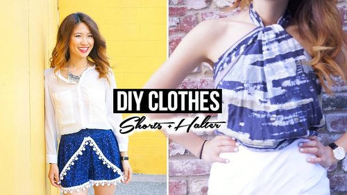 DIY Clothes: Shorts & Halter Top! (No Sew) - YouTube
