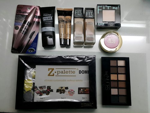 Great drugstore products and zpalette dome. Luv. #maybelline #zpalettedome #milani 