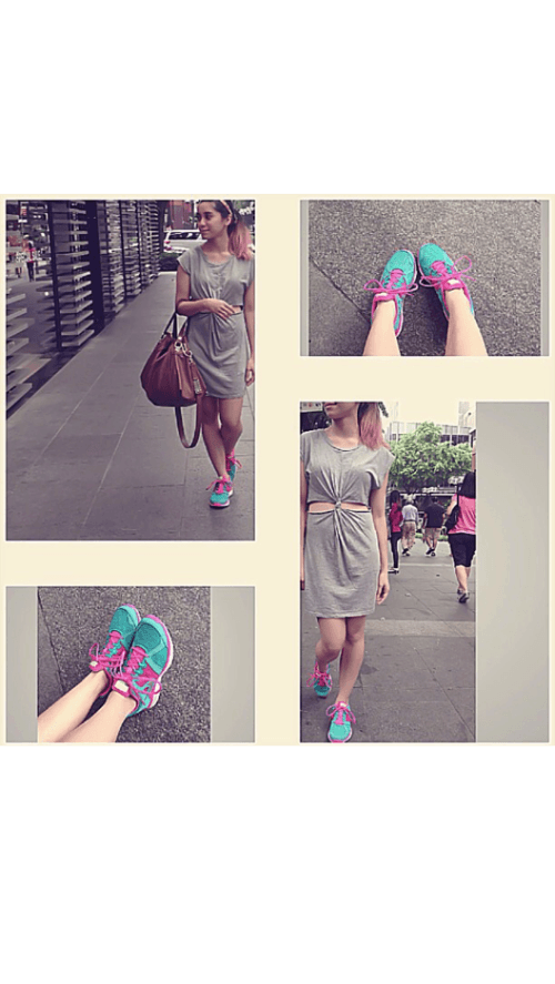 Dress with Sport Shoes? Love it :) 