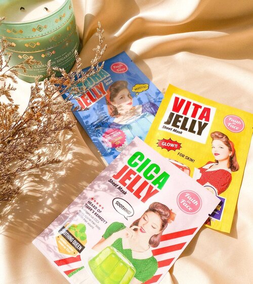 The sheet masks I bought just because they have an eye catching design and color on the cover @faithinface_official. Gonna start to try this jelly mask tonight ✨#cathyangreview #clozetteid