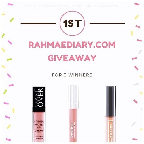 Finally!!! ini hari terakhir giveaway di blog rahmaediary.com. yang belum ikutan, hari ini terakhir submit ya, sampai jam 23.59. 
Besok sudah mulai pengocokan dan tunggu pengumuman pemenangnya tanggal 1 januari 2017 :) Good Luck! #clozetteid #giveaway #indonesiagiveaway #beautyblogger #bloggerindonesia #bloggerindo #garut #makeup #makeover #lipcreamwardah #wardah #lipcreamemina #emina #beautygift #beautygiveaway #free #baranggratis