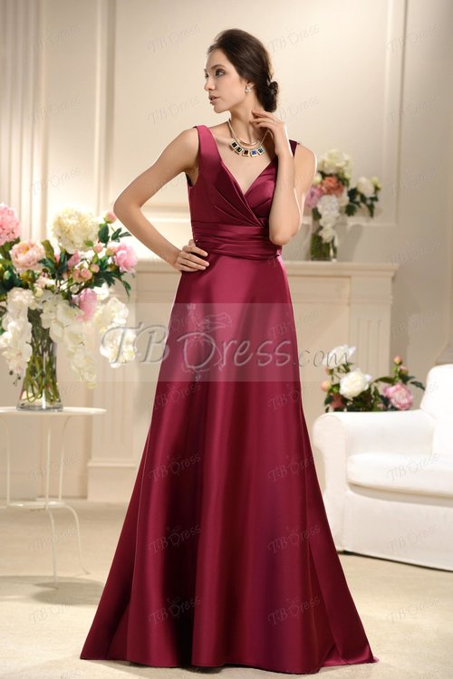 Fabulous V-neck Floor-Length Bridesmaid Dress : Tbdress.com