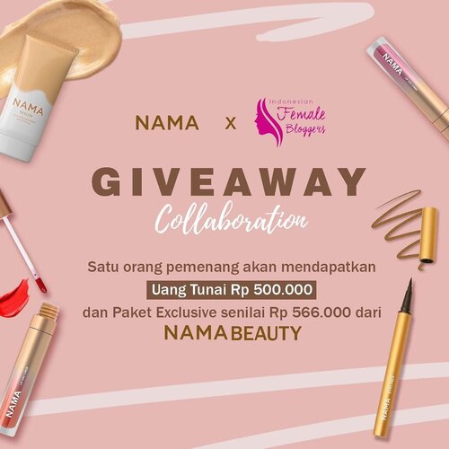 Collab Giveaway NAMA X IFB. Giveaway berhadiah produk-produk dari Nama Beauty senilai Rp 566.000 dan uang cash sebesar Rp 500.000. Syaratnya gampang:1. Follow sponsor berikut:@namabeauty.co@femalebloggersid@yonnakairupan@girlysaputri@andiani91@rahmabrilianita@arianirosidi@cyanophytaaa@nona_hitampahit@wind1403@Rima_Angel@tazty@faradiladputri2. Like postingan giveaway ini di masing-masing akun. 3. Lalu ceritakan di poster giveaway yang ada di akun @femalebloggersid tentang Apa produk nama beauty yang sudah kamu cobain dan kenapa kamu harus menang giveaway ini?4. Untuk peserta Giveaway yang aktif like dan komen di IG sponsor akan mendapat nilai plus. Nggak wajib yaaa. Kalo gamau juga ga apa. Cuma nambah nilai aja kok. No spamming yaa! 5. Akun palsu, akun kuis hunter, akun olshop, dan akun yang di private tidak akan masuk perhitungan pemenang. 6. Giveaway dibuka tanggal 10 Juli 2020 dan ditutup tanggal 24 Juli 2020. Pengumuman tanggal 26 Juli 2020. 7. Diambil 1 pemenang yang akan dipilih berdasarkan perhitungan para sponsor. Good luck ya teman-teman. Tulis cerita kalian se kreatif mungkin! 😍#clozetteid #giveaway #giveawayjuly2020