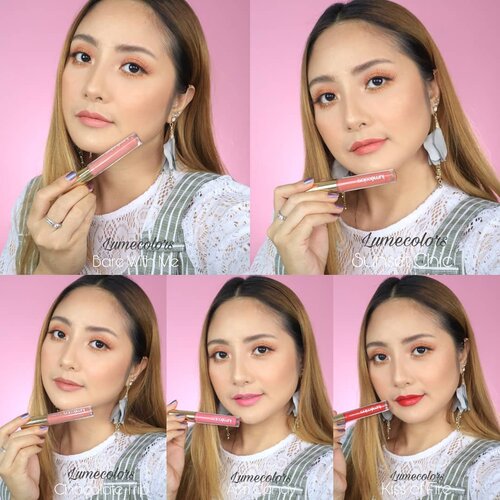 Lumecolors @missy_maxi 💕 Swatches..Lip Cream andalan 😍ada 5 warna, semua wearable dan cantik parah 😍😍😍😍😍.. Kalian bisa cek divideo swatchesnya 😘 dipostingan sebelumnya ya..Texturenya liquid dan light tapi pigmented parah. Buat yang bibirnya hitam gak usah khawatir lagi. Hasil akhir smooth daa hisa samarin kerut2 bibir, so buat yang bibirnya kering ini juga wajib dicoba 😍Lip cream ini long lasting jadi aku pakai untuk client (bride) aku dan mereka bilang awet banget dan tetap nyaman dan ringan dibibir..Mana warna favmu???.penasaran??? cobain sendiri deh.. 😘kalian cuss order aja di @missy_maxi 💕.. #lumecolors  #lumesquad #barewithme #kissoffire #sunsetchic #armcandy #chocolatetrip.#fdbeauty  #clozetteid  #ivgbeauty #makeupclips  #tampilcantik  #makeuptips #indobeautygram  #indovidgram #makeupvideo #lagirlindonesia #bvloggerid #kbbvfeatured #beautybloggerindonesia #muablora  #nyxcosmeticsid  #ragamkecantikan #koreanmakeup