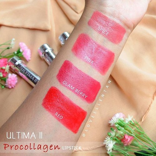 Here is the swatch😄😍 ULTIMA II ProCollagen Lipstick💞💜
Which your fav??😝 #lipjunkie
 #lipstick  #lip  #lipswatches  #lipgloss  #lipswatch  #thelipswatchchallenge  #lipgloss #lasplash #lipcouture  #ultimaprocollagenlips #makeupaddict  #makeuplover  #anastasiabeverlyhills  #clozetteid  #amazingmakeupart  #lipart  #vladamua #lookamillion  #motdindo #lipstutorial #lipstickaddiction  #lipstickaddict  #lipstickaddicted #mattelipstick  #mattelips #lipsticklover #lipstickjunkie #ultimaii