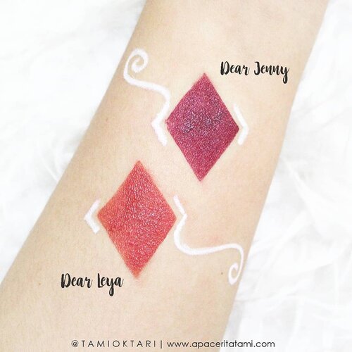 Swatch dari @dearmebeauty 💄shade Dear Jenny dan Dear Leya~.Review lengkapnya udh up di blog ya 👉 ((bit.ly/DearMeMLC)) 👈 atau bisa langsung klik link di bio😍.#beautiesquad #kbbvfeatured #beautybloggerindonesia #bloggerperempuan #beautygoersid #setterspace #bloggermafia #beautilosophy #pkubeautyblogger #beautybloggerpekanbaru #blogbytamioktari #apaceritatami #clozetteid