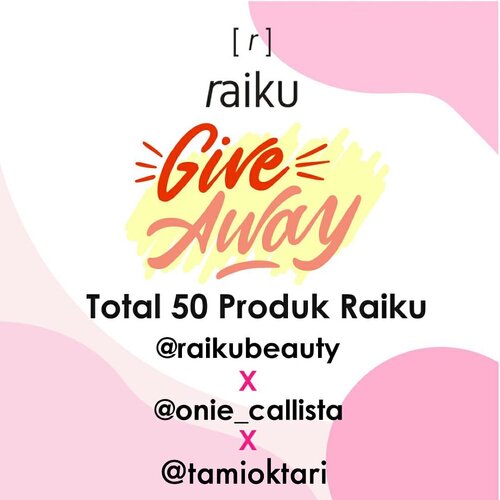 [GIVEAWAY]@raikubeauty x @onie_callista x @tamioktariHi guys! 🙋Aku, @raikubeauty dan influencer lainnya mau ngadain giveaway dengan total hadiah 50 orang pemenang nih! Cara nya gampang banget!-Rules:1. Pastikan akun kamu jangan diprivate2. Follow IG ku @tamioktari, @raikubeauty & @onie_callista3. Comment “I want ... (nama produk yang kamu mau, beserta shade nya kalo ada) dengan hastag #raikuxtamioktari4. Mention 3 teman kamu, ajak ikut giveaway ini. Kalian boleh comment berkali - kali dengan tag teman yang berbeda.5. Aktif di instagram @raikubeauty, @onie_callista dan @tamioktari. Semakin kamu kenotice, kesempatan menang kamu makin besar!.Giveaway ini berlangsung dr tanggal 01 April 2020 sampai 12 April 2020Pengumuman pemenang akan di share di IG @onie_callista.Goodluck! 💕-#raikubeauty #raikuid #raikugiveaway #raikuxoniecallistaGA #raikuxtamioktari.#giveawayhunter #giveawayindo #infogiveaway #giveawayindonesian #giveawayindo2019 #giveawayskincare #kuisberhadiah #giveawaymakeup #giveawayalert #giveawayindonesia #giveawaycontes #giveawaypekanbaru #ClozetteID